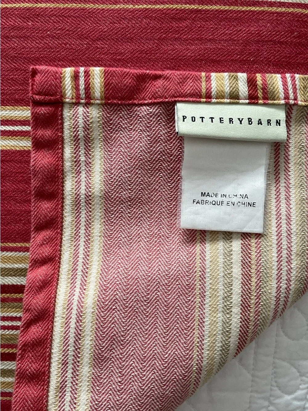 Pottery Barn Hudson Stripe Cafe 3 Curtains And 2 Valances Set Red Tan Cream